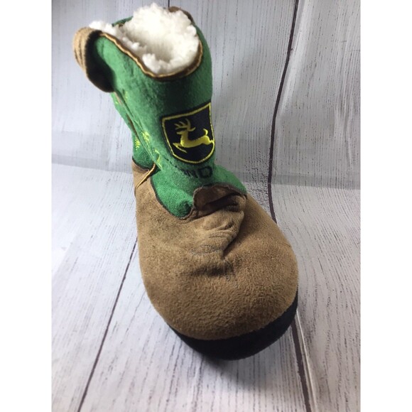 John Deere Cowboy Boot Slippers Boys Brown/Green Youth L/XL 3-5 - Picture 13 of 16